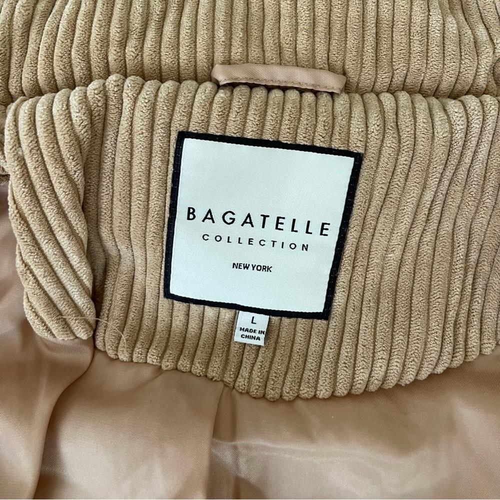 NEW Bagatelle Sand Corduroy Puffer Jacket Cropped 82420 Size Large NWT - Picture 3 of 6
